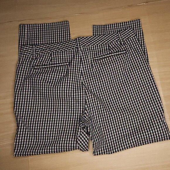 Lands' End Slim Leg Mid Rise Black White Check Ankle Pants 12 - Picture 2 of 8